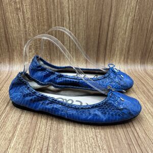 Sam Edelman Womens Leather Snakeskin Print Felicia Slip-on Ballet Flats Gray 7.5